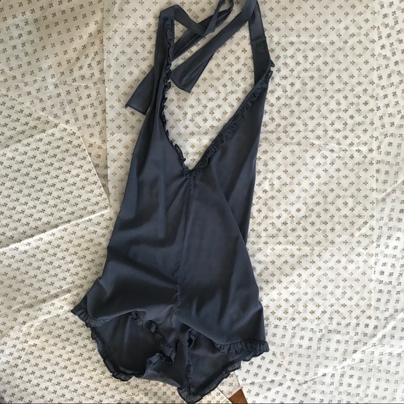 zinke matte blue halter romper with ruffles - Picture 1 of 2